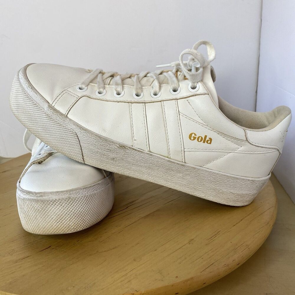Gola Grand Slam Leather Trainers Shoes CLB097 White Womens 9 Sneakers